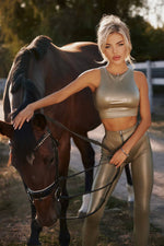 Top POLLY eco leather Khaki